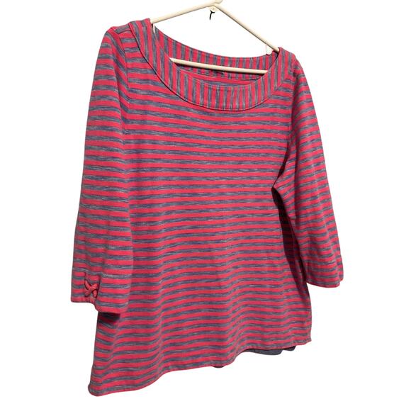 Talbots XL Pink & Blue Top 3/4 Sleeve - Picture 2 of 6